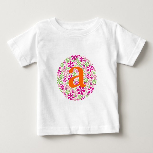 T-shirt Pour Bébé Puissance rose et verte des fleurs (Devant)