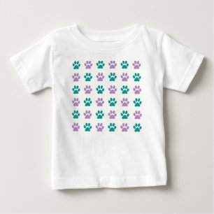 T-shirt Pour Bébé Purple and teal puppy paw prints