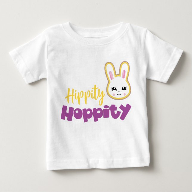 T-SHIRT POUR BÉBÉ PURPLE & JAUNE HIPPITÉ HOPPITY BLANC EASTER BUNNY (Devant)