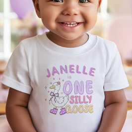 T-shirt Pour Bébé Purple One Silly Goose - Retro Girl First Birthday