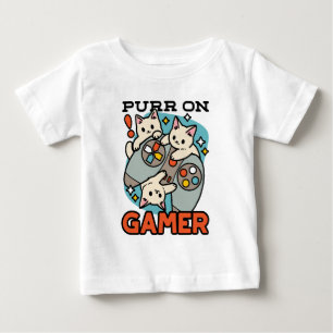T-shirt Pour Bébé Purr On Gamer - Conception De Jeu De Chat Cute