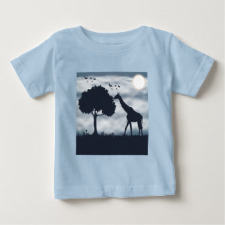 T-shirt Pour Bébé Quand la Lune murmure à la Giraffe
