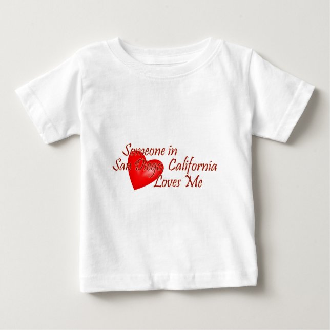 T-shirt Pour Bébé Quelqu'un à San Diego m'aime (Devant)