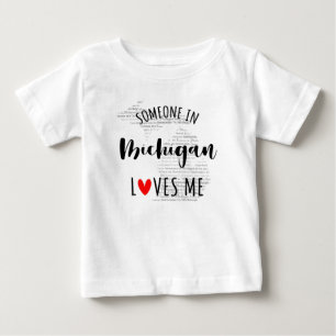 T-shirt Pour Bébé Quelqu'Un Au Michigan M'Aime Carte T-shirt Bébé