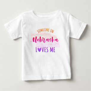 T-shirt Pour Bébé Quelqu'Un Au Nebraska M'Aime Carte T-shirt Bébé