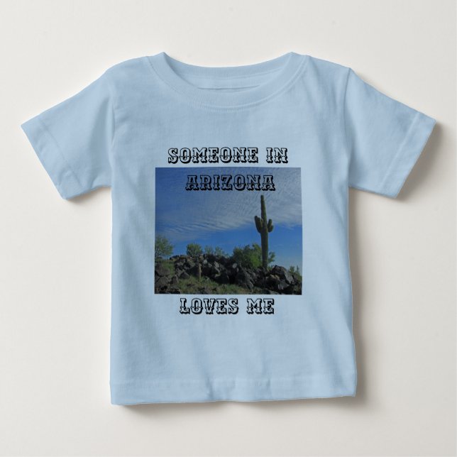 T-shirt Pour Bébé Quelqu'un en Arizona m'aime Saguaro Cactus Photo (Devant)