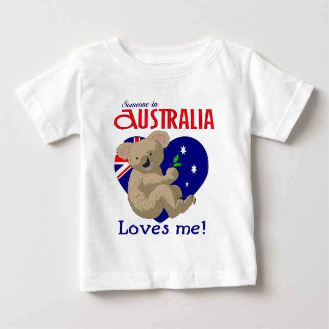 T-shirt Pour Bébé Quelqu'un en Australie m'aime koala (Devant)