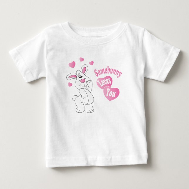 T-shirt Pour Bébé Quelqu'un t'aime Bunny de Pâques (Devant)