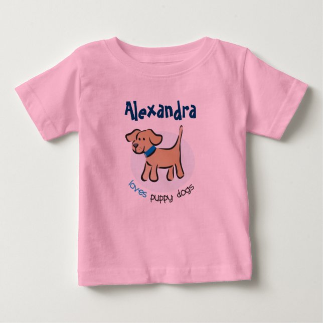 T-shirt Pour Bébé Qui aime des chiots ? (Devant)