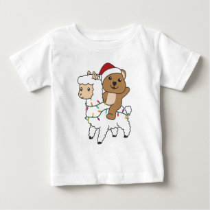 T-shirt Pour Bébé Quokka Llama Noël Neige Animaux d'hiver