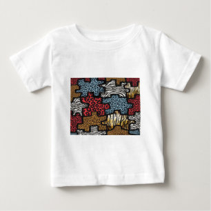 T-shirt Pour Bébé RAB Rockabilly Leopard Zebra Puzzle Imprimer Cadea