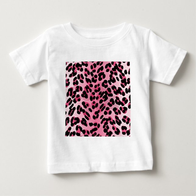 T-shirt Pour Bébé RAB Rockabilly Pink Cheetah Imprimer (Devant)