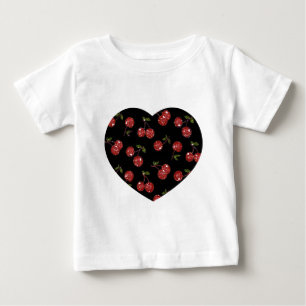 T-shirt Pour Bébé RAB Rockabilly Très Cerises Cerises Sur Fond Noir