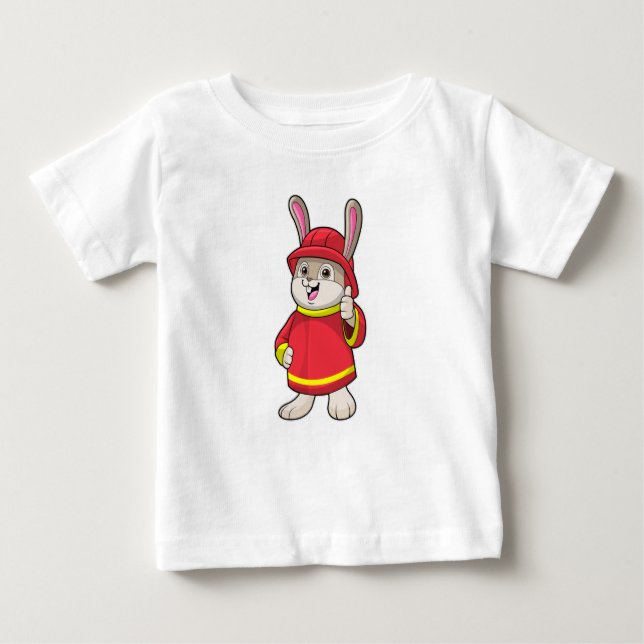 T-shirt Pour Bébé Rabbit comme pompier avec casque (Devant)