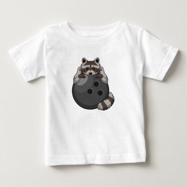 T-shirt Pour Bébé Raccoon à Bowling avec Bowling (Devant)