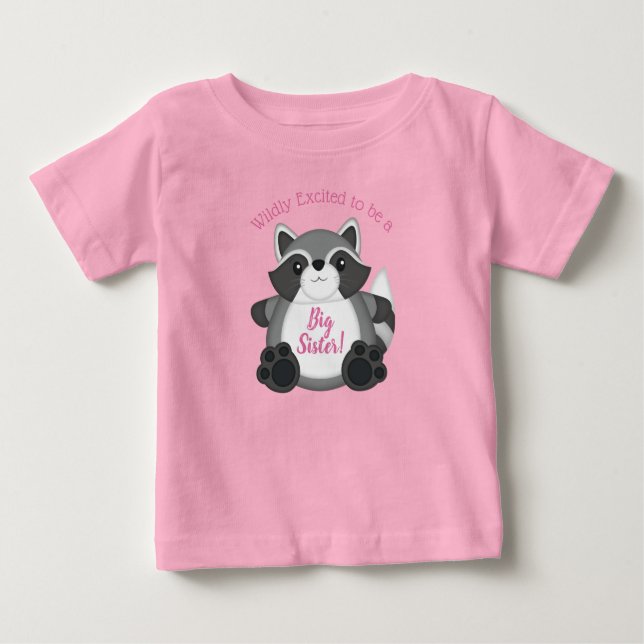 T-shirt Pour Bébé Raccoon Baby shower rose (Devant)