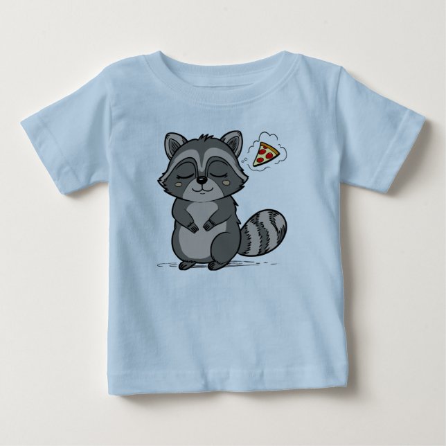 T-shirt Pour Bébé Raccoon Dream - Pizza ! (Devant)