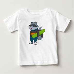 T-shirt Pour Bébé Racoon as Snowboarder avec snowboard