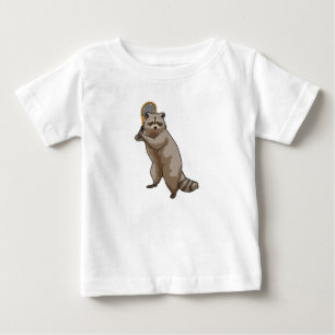 T-shirt Pour Bébé Racoon at Tennis with Tennis racket