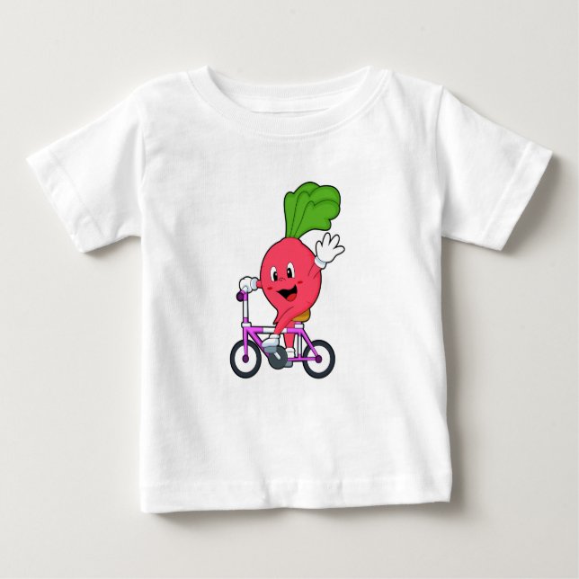T-shirt Pour Bébé Radis avec bicyclette (Devant)