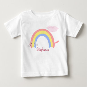 T-shirt Pour Bébé Rainbow Cat esthétique avant et arrière impression