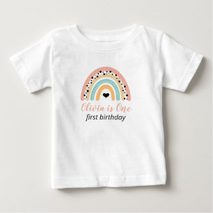 T-shirt Pour Bébé Rainbow & Hearts 1er fête d'anniversaire