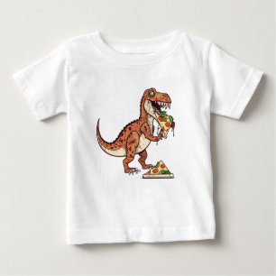 T-shirt Pour Bébé Raptor dinosaure mangeant pizza, Cadeau d'annivers