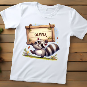 T-shirt Pour Bébé Raton laveur mignon avec plaque de nom personnalis