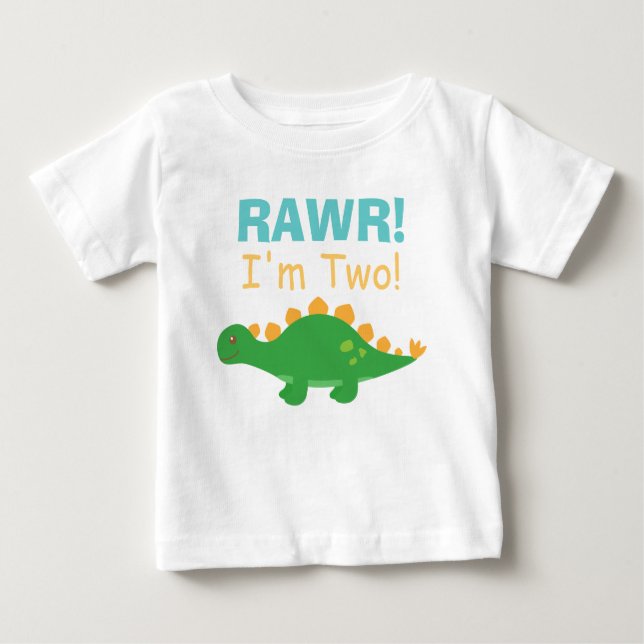 T-shirt Pour Bébé Rawr, I am Two, mignon dinosaure pour bébés (Devant)