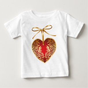 T-shirt Pour Bébé Red Damask Heart