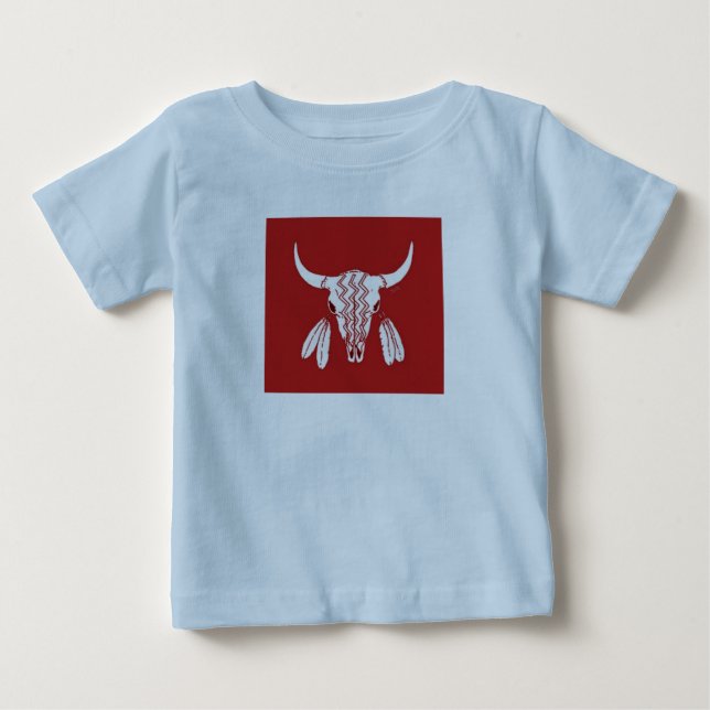 T-shirt Pour Bébé Red Ghost Dance Buffalo bébé bleu T-shirt (Devant)
