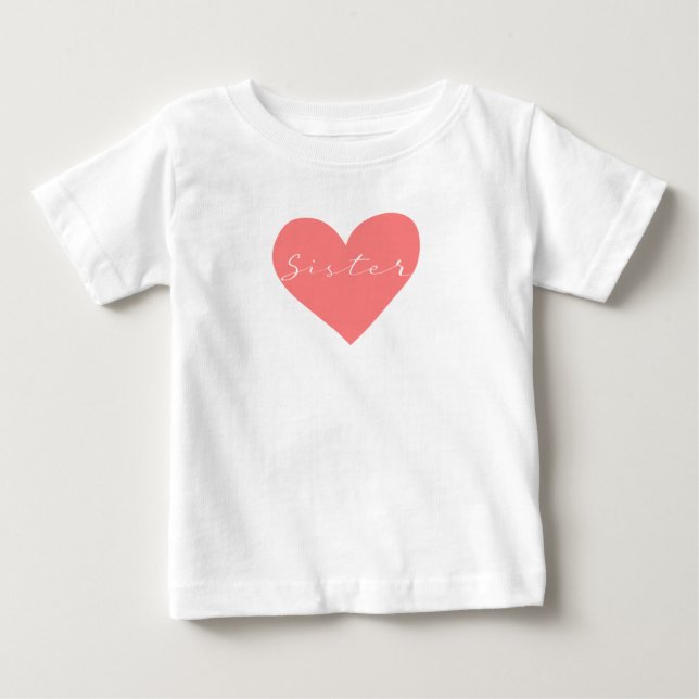 T-shirt Pour Bébé Red heart with text Sister (Devant)