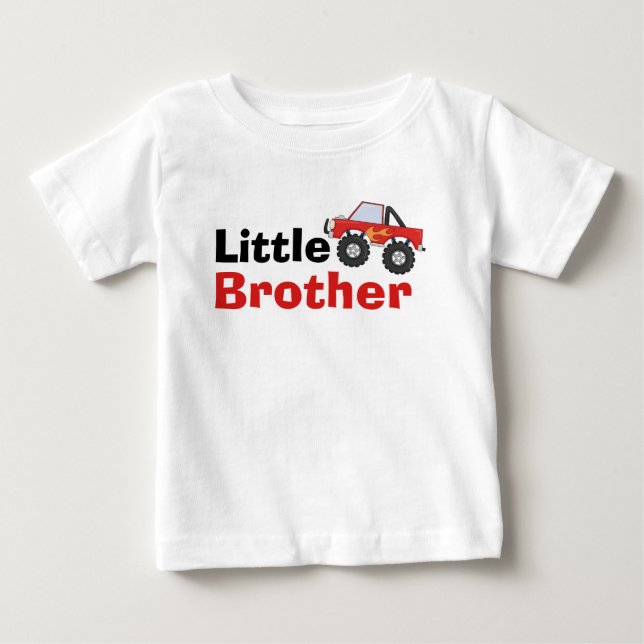 T-shirt Pour Bébé Red Monster Truck Little Brother (Devant)