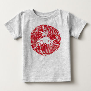 T-shirt Pour Bébé Red Whirling Koi Carp Fish Group Bodysuit bébé