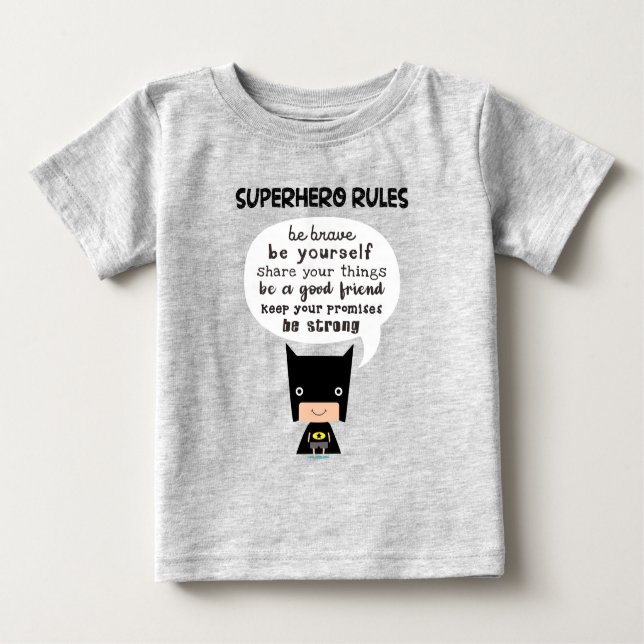 T-shirt Pour Bébé Règles de super-héros (Devant)