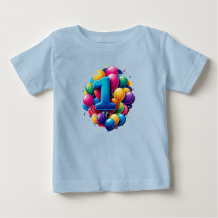 T-shirt Pour Bébé Regroupement de ballons vibrant avec grand numéro