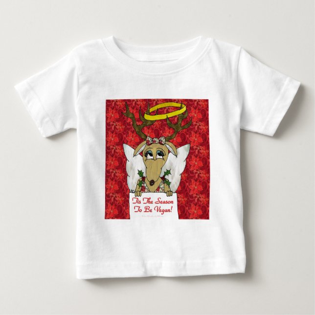 T-shirt Pour Bébé Reindeer Angel C'est la saison d'être Vegan (Devant)