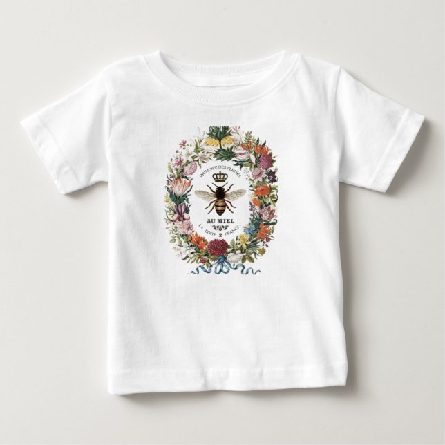 T-SHIRT POUR BÉBÉ REINE BOTANIQUE VINTAGE MODERNE BEE (Devant)