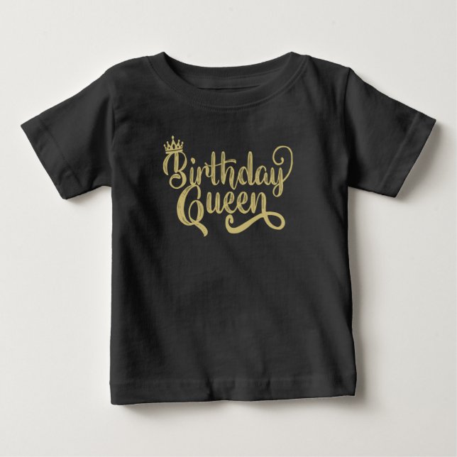 T-shirt Pour Bébé Reine d'anniversaire Joyeux Anniversaire Fête Drôl (Devant)