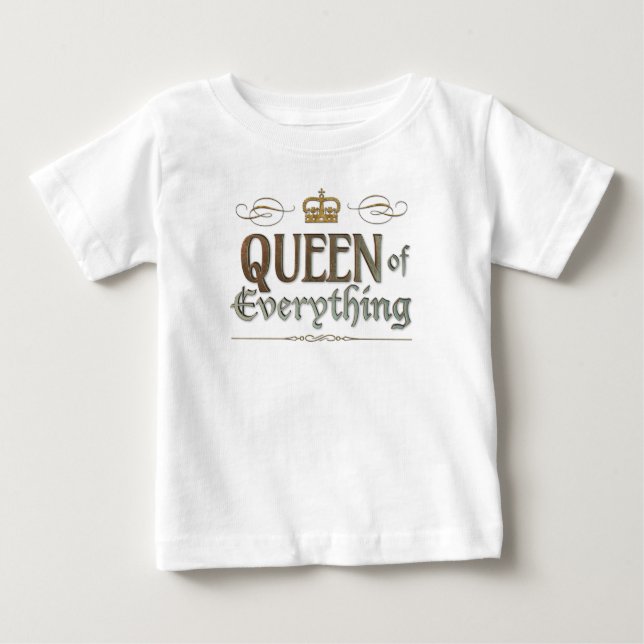 T-shirt Pour Bébé REINE de tout - Gold Royal Crown Letters (Devant)
