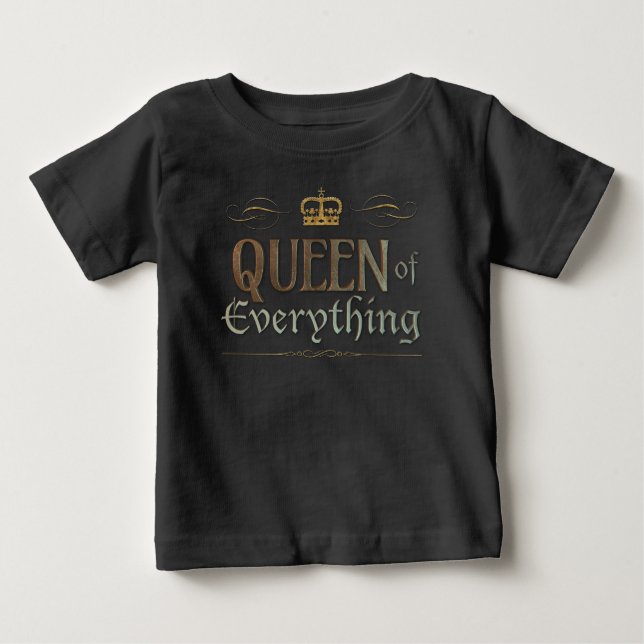 T-shirt Pour Bébé REINE de tout - Gold Royal Crown Letters (Devant)