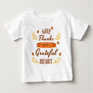 T-shirt Pour Bébé Remerciez avec un coeur reconnaissant