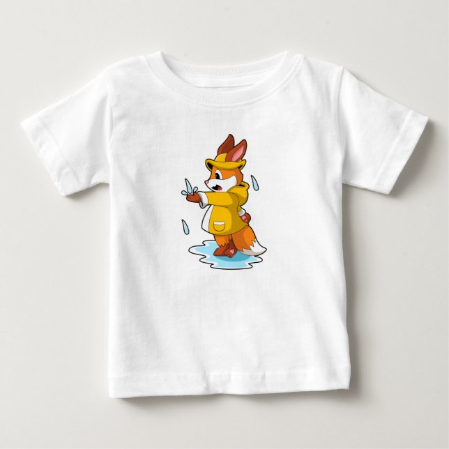 T-shirt Pour Bébé Renard à la pluie avec gouttes de pluie (Devant)