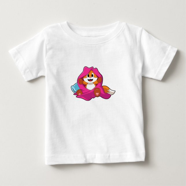 T-shirt Pour Bébé Renard avec Coussin et couverture (Devant)