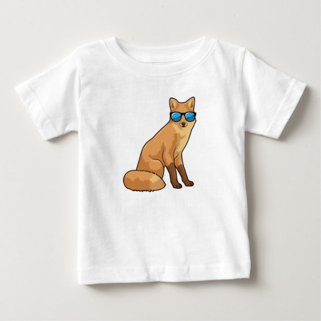 T-shirt Pour Bébé Renard avec lunettes de soleil (Devant)