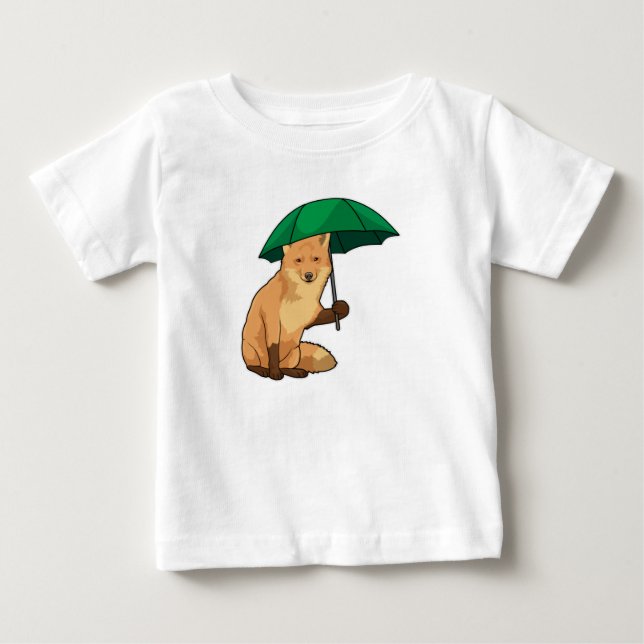 T-shirt Pour Bébé Renard avec parapluie (Devant)