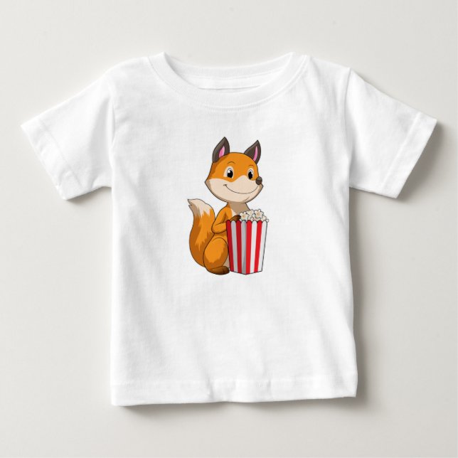 T-shirt Pour Bébé Renard avec Popcorn (Devant)