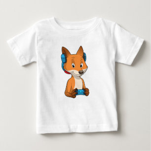T-shirt Pour Bébé Renard comme joueur avec Joystick
