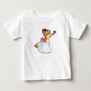 T-shirt Pour Bébé Renard comme mariée avec une robe de mariée et cou