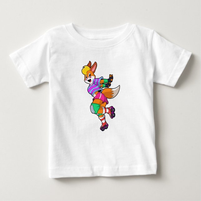 T-shirt Pour Bébé Renard comme Patineur Inline avec Patinage Inline (Devant)